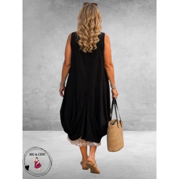 Moonshine Jurk Ballon Linnen Zwart