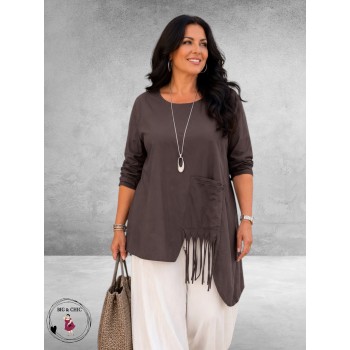 Moonshine Shirt Asymmetrisch Katoen Bruin