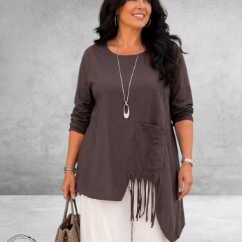 Moonshine Shirt Asymmetrisch Katoen Bruin