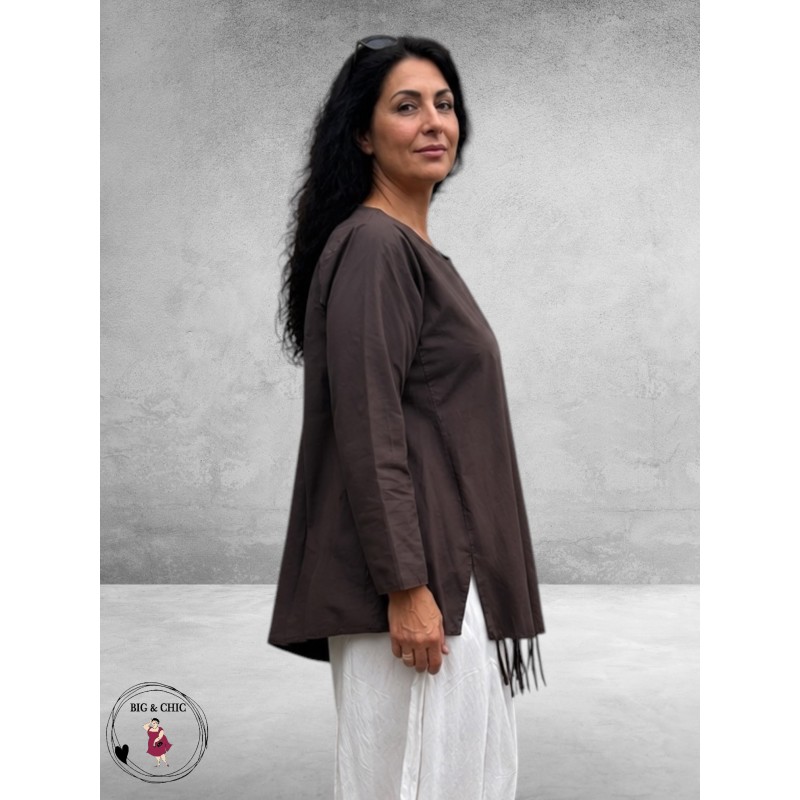 Moonshine Shirt Asymmetrisch Katoen Bruin
