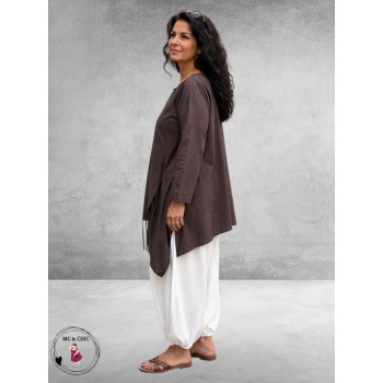 Moonshine Shirt Asymmetrisch Katoen Bruin
