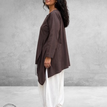 Moonshine Shirt Asymmetrisch Katoen Bruin