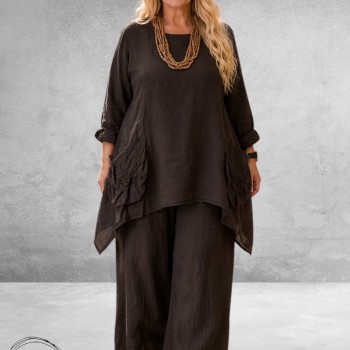 Moonshine Tuniek Asymmetrisch Linnen Bruin