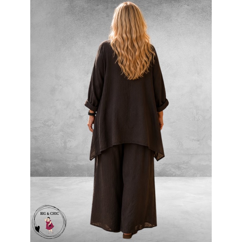 Moonshine Tuniek Asymmetrisch Linnen Bruin