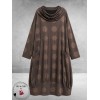 Moonshine Jurk Ballon Jersey Stippen/Strepen Bruin
