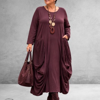 Moonshine Jurk Maxi Plooien Bordeaux 