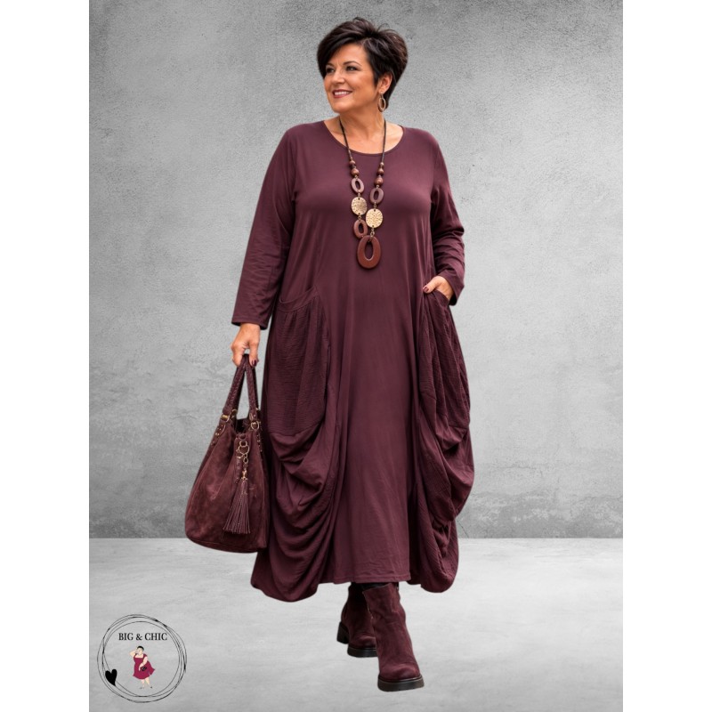Moonshine Jurk Maxi Plooien Bordeaux 