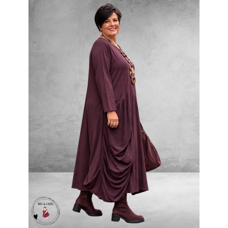 Moonshine Jurk Maxi Plooien Bordeaux 
