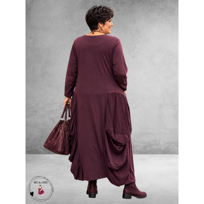Moonshine Jurk Maxi Plooien Bordeaux 