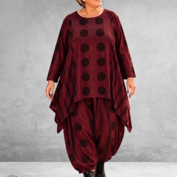 Moonshine Tuniek Dots/Strepen Bordeaux Babyrib
