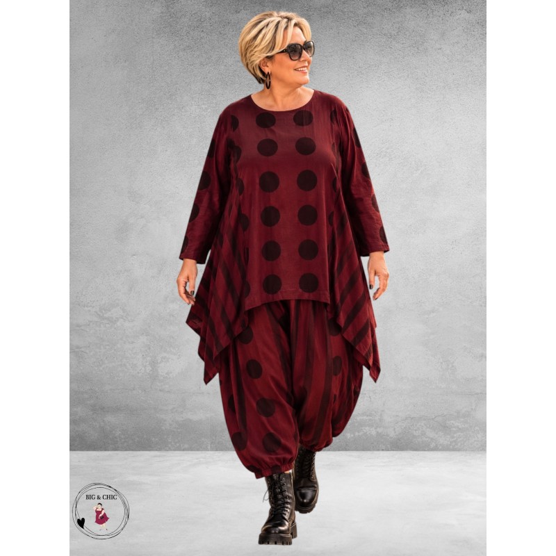 Moonshine Tuniek Dots/Strepen Bordeaux Babyrib