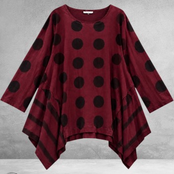 Moonshine Tuniek Dots/Strepen Bordeaux Babyrib