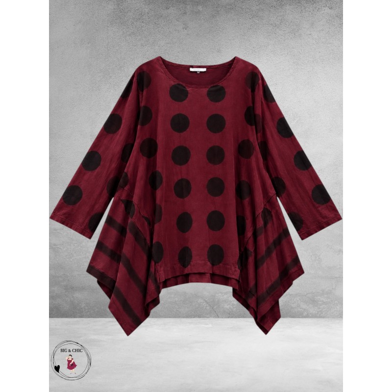 Moonshine Tuniek Dots/Strepen Bordeaux Babyrib