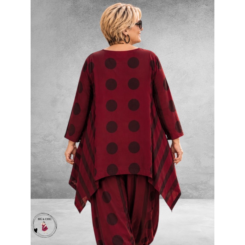 Moonshine Tuniek Dots/Strepen Bordeaux Babyrib
