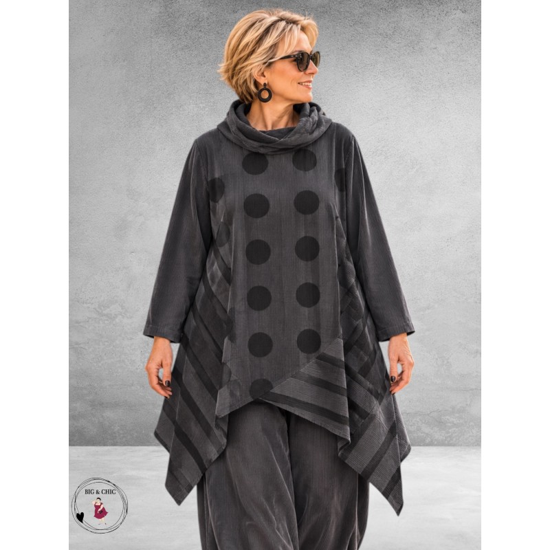 Moonshine Tuniek Asymetrisch Baby Rib GRIJS