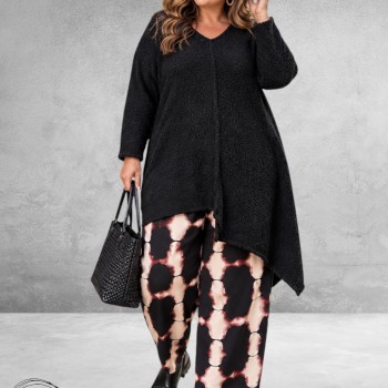 Moonshine Trui Asymmetrisch High-Low Zwart