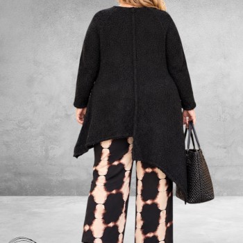 Moonshine Trui Asymmetrisch High-Low Zwart