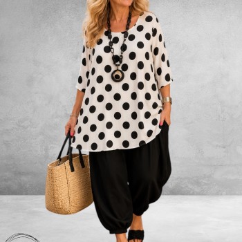 Naveed Shirt Zwart/Wits Dots 
