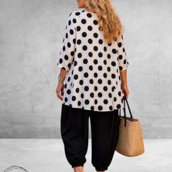 Naveed Shirt Zwart/Wits Dots 