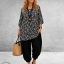 Naveed Shirt A-Lijn Zwart/Wit Flowers