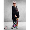 New Style Pantalon Wijd Zwart/Flowers