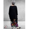 New Style Pantalon Wijd Zwart/Flowers