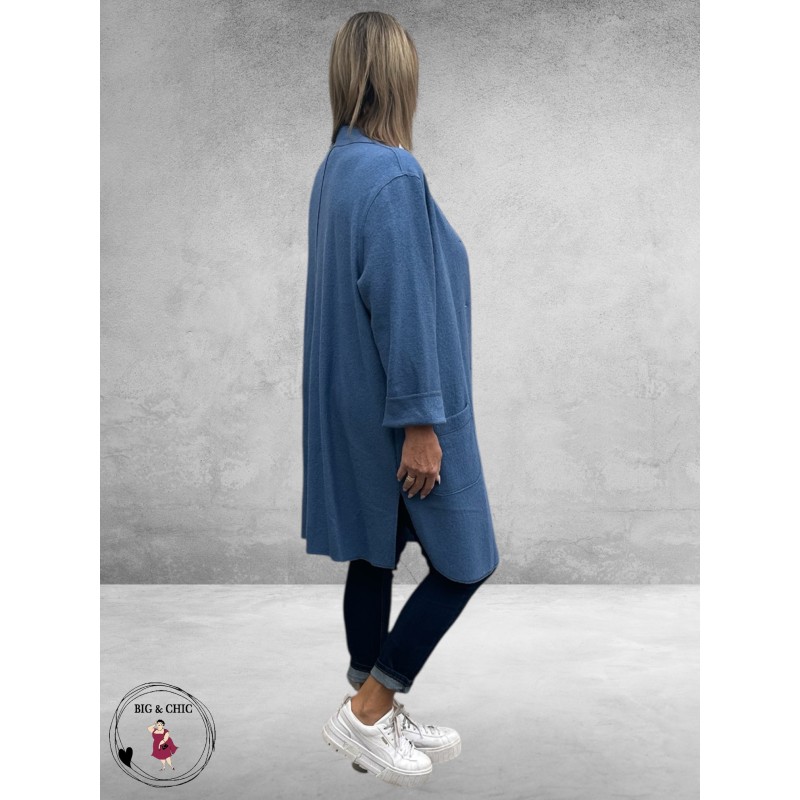 NOEN Jas/Vest Jeansblauw Wolmix Lang