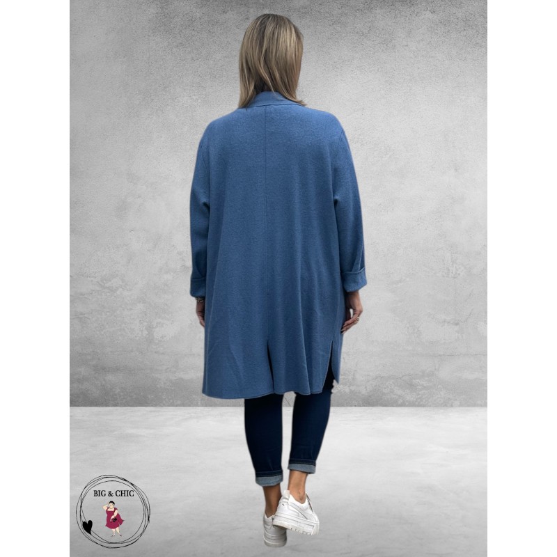 NOEN Jas/Vest Jeansblauw Wolmix Lang