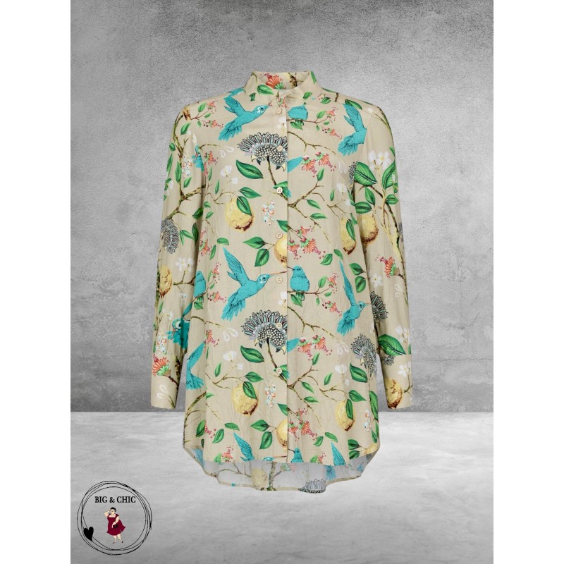 Noen Blouse  A-lijn Citroenen/Vogel Print