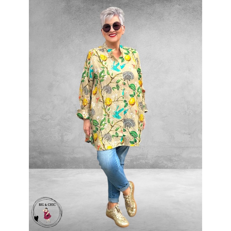 Noen Blouse  A-lijn Citroenen/Vogel Print