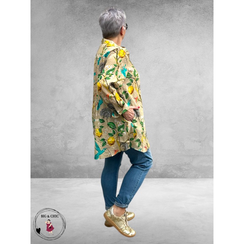 Noen Blouse  A-lijn Citroenen/Vogel Print