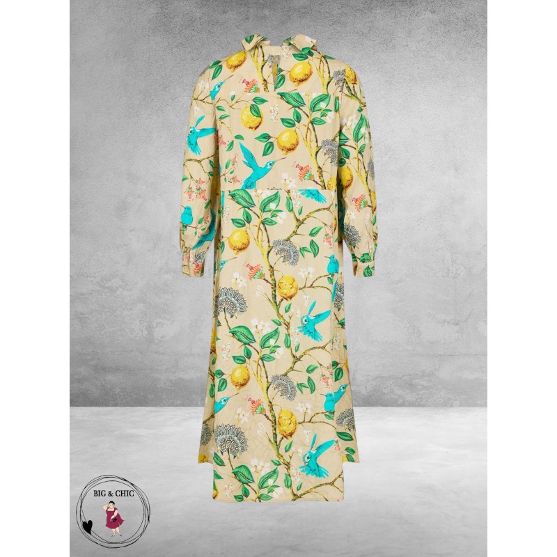 Noen Jurk Maxi Citroenen/Vogels