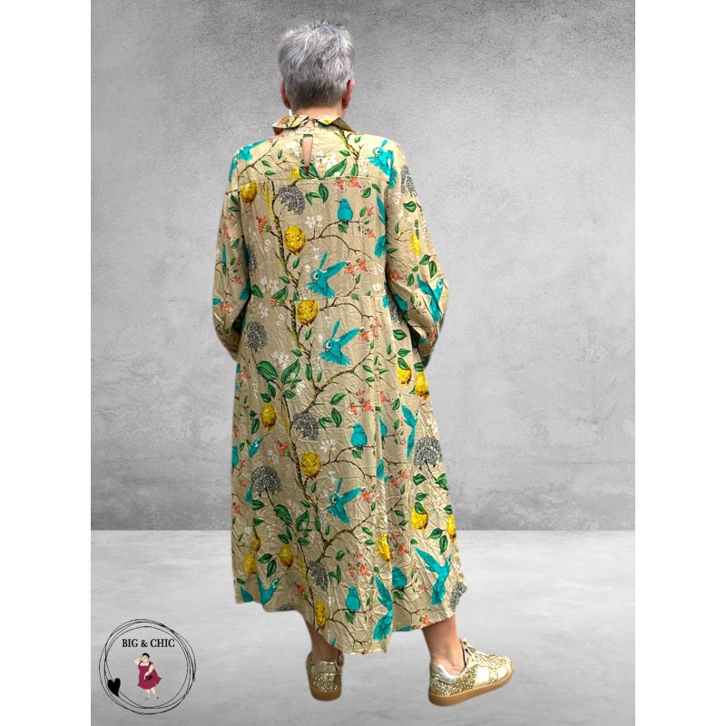 Noen Jurk Maxi Citroenen/Vogels