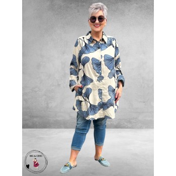 NOEN Blouse-Tuniek Bladmotief Blauw