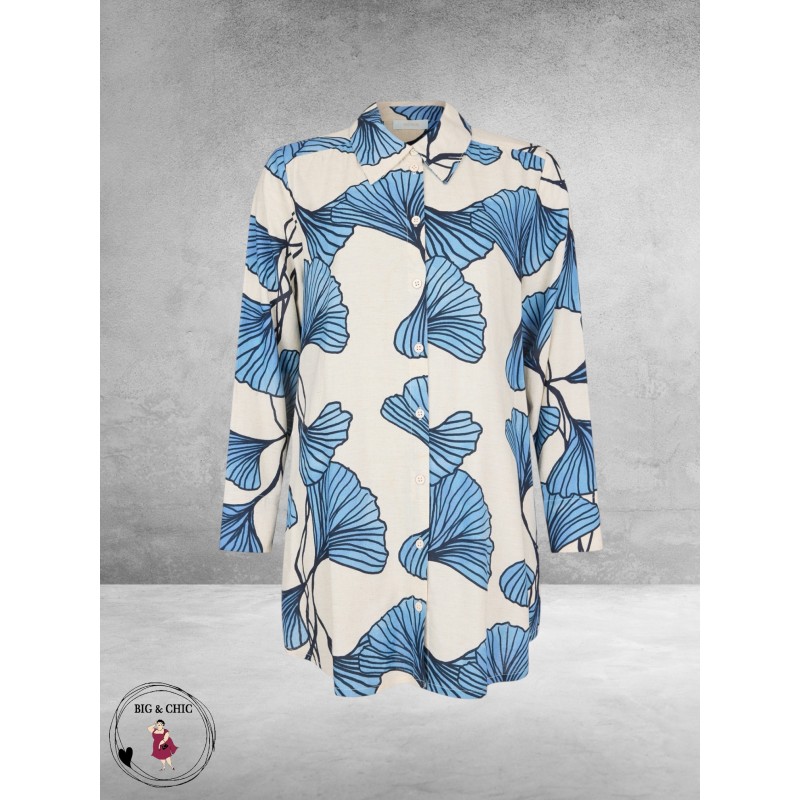 NOEN Blouse-Tuniek Bladmotief Blauw