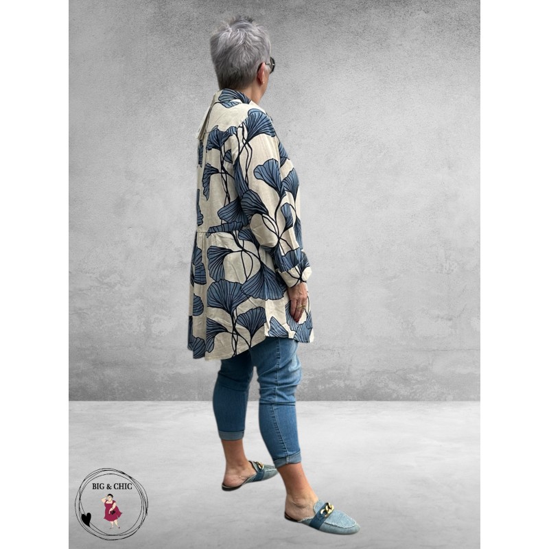 NOEN Blouse-Tuniek Bladmotief Blauw