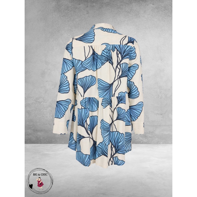 NOEN Blouse-Tuniek Bladmotief Blauw
