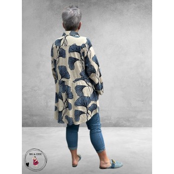 NOEN Blouse-Tuniek Bladmotief Blauw