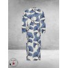 NOEN Jurk Maxi Bladmotief Blauw