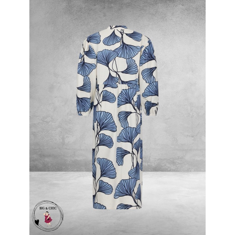 NOEN Jurk Maxi Bladmotief Blauw