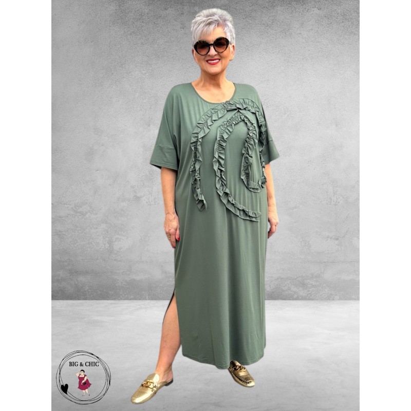Noen Jurk Maxi Ruffle Olive Green