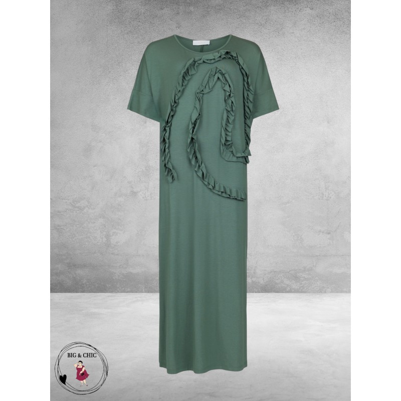 Noen Jurk Maxi Ruffle Olive Green