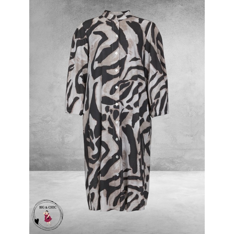 NOEN Jurk Linnen Blend Zand-Bruin