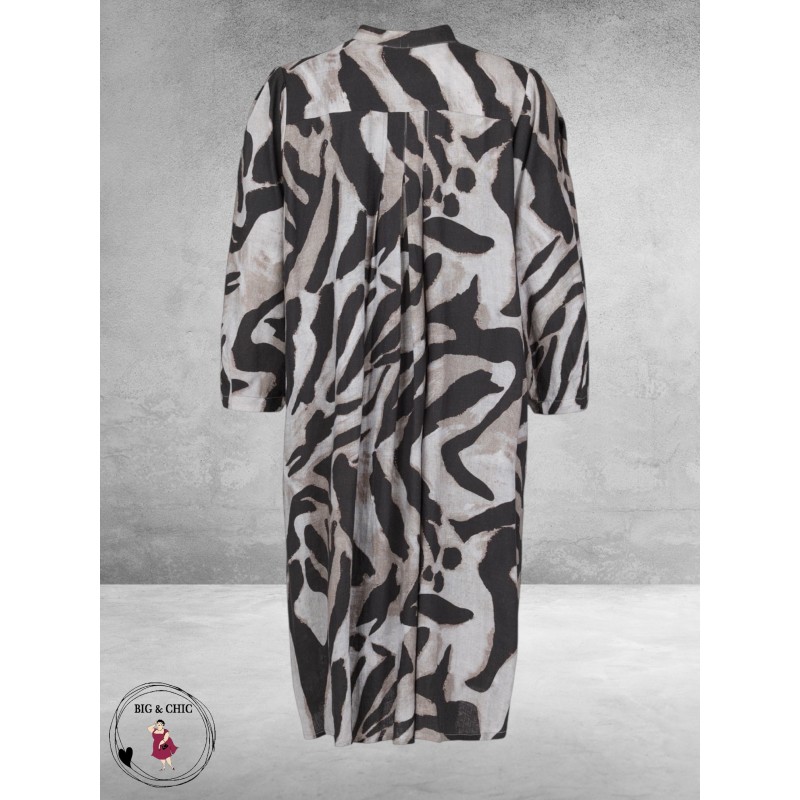 NOEN Jurk Linnen Blend Zand-Bruin