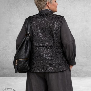 NOEN Gilet Grijs/Streep/Pailletten