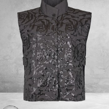 NOEN Gilet Grijs/Streep/Pailletten