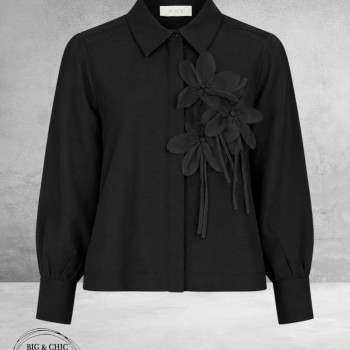 NOEN Blouse 3-D Bloemen Zwart
