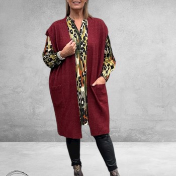 NO.1 BY OX Cardigan Mouwloos Syrah Red