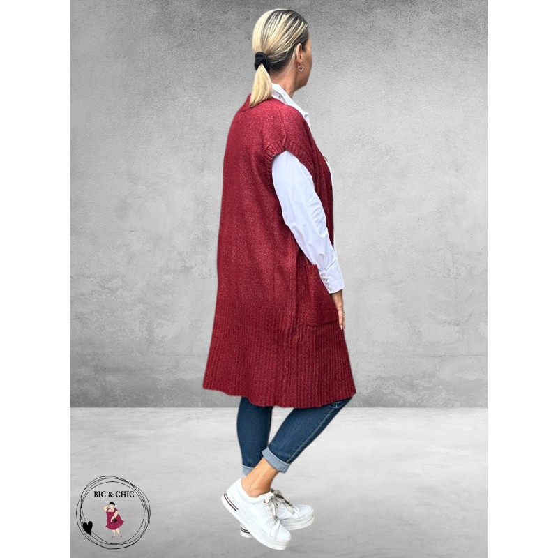 NO.1 BY OX Cardigan Mouwloos Syrah Red