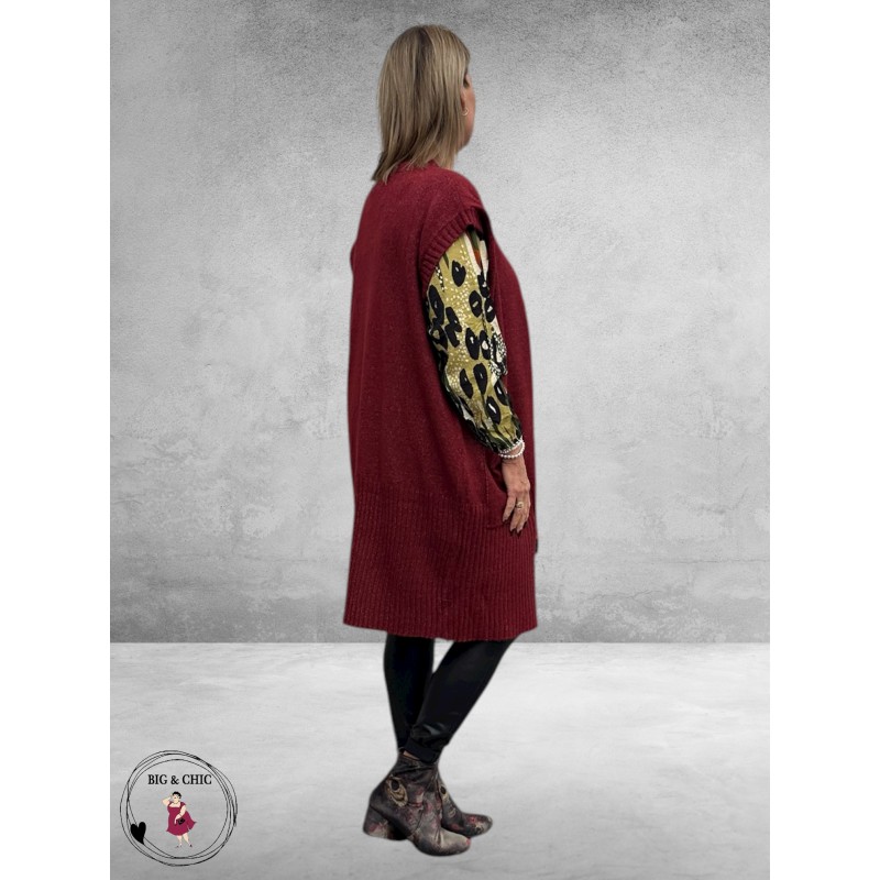 NO.1 BY OX Cardigan Mouwloos Syrah Red